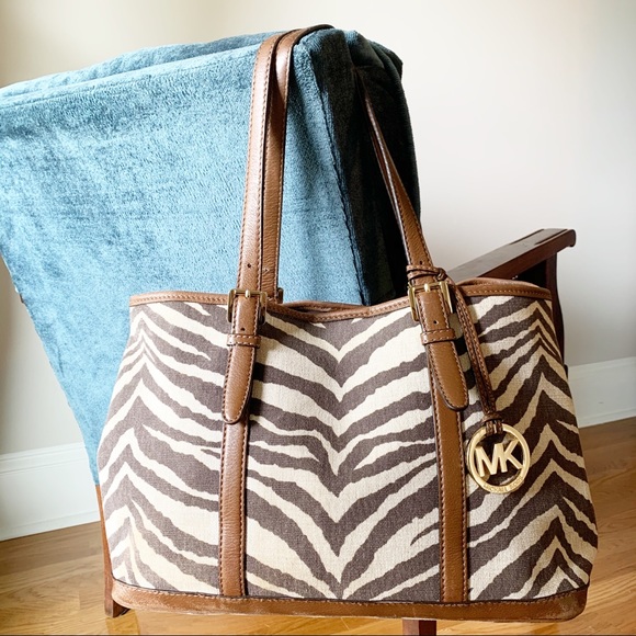 Michael Kors Handbags - Michael Kors - Zebra Leather Canvas Shoulder Bag